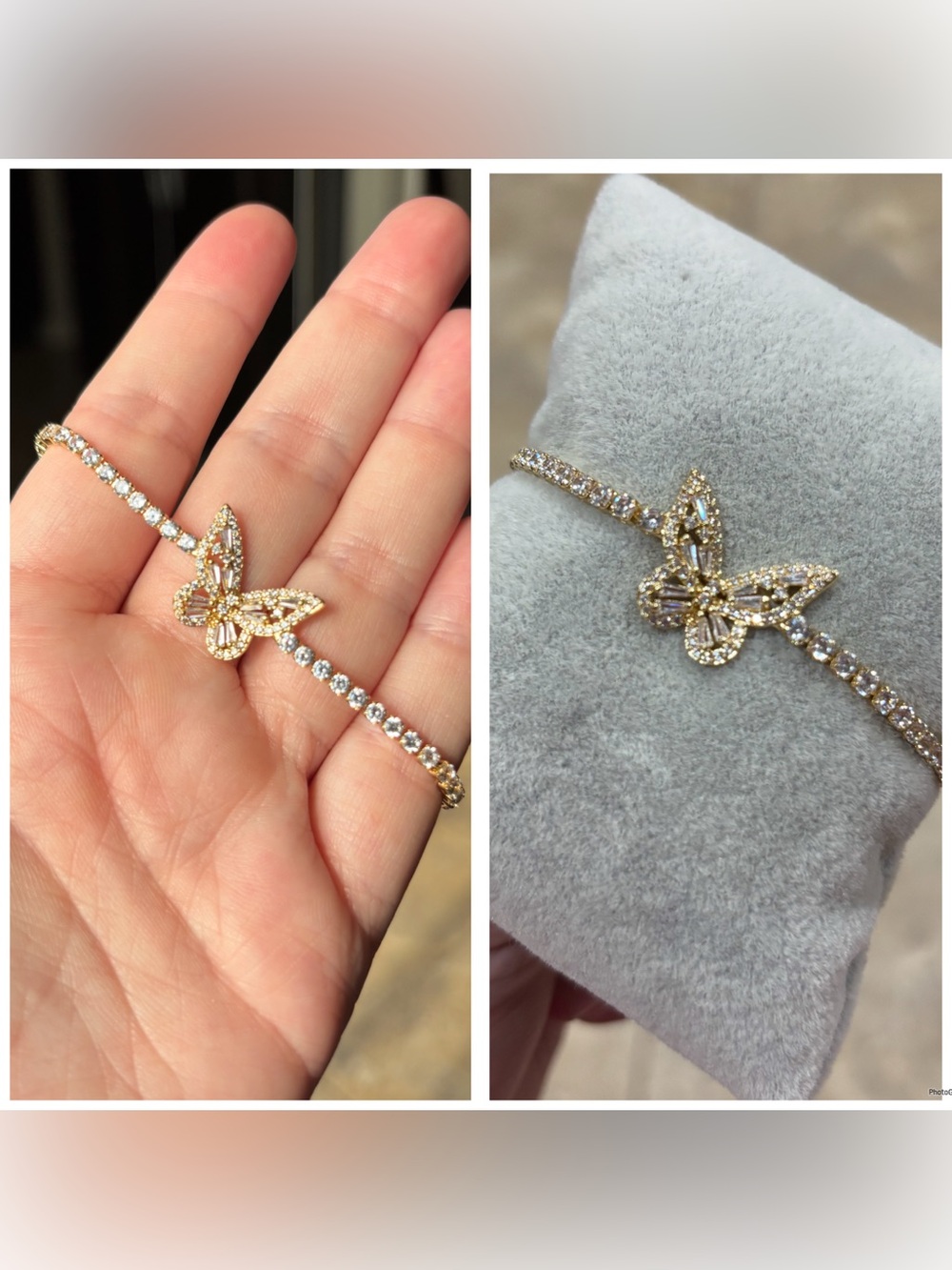 Gold Crystal Butterfly Tennis Bracelet - Women Jewelry